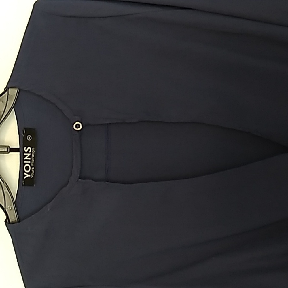 Navy faux wrap blouse
